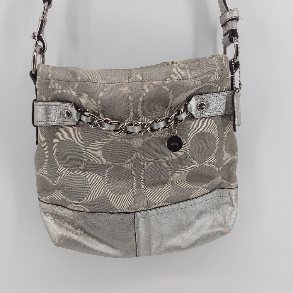 Coach Signature Sateen Chain Duffle w/COA F18862